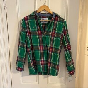 Penfield Green and Red Plaid Women’s Flannel Button Down Shirt Sz S
